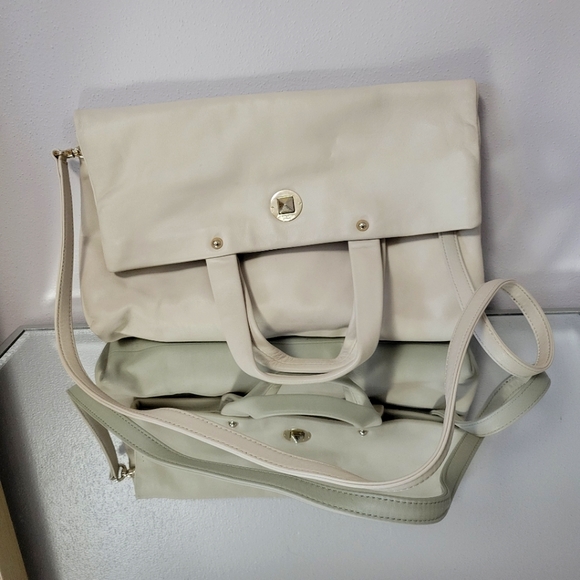 kate spade Handbags - Kate Spade Cream Fold-over Buttery Leather Bag with adjustable should strap